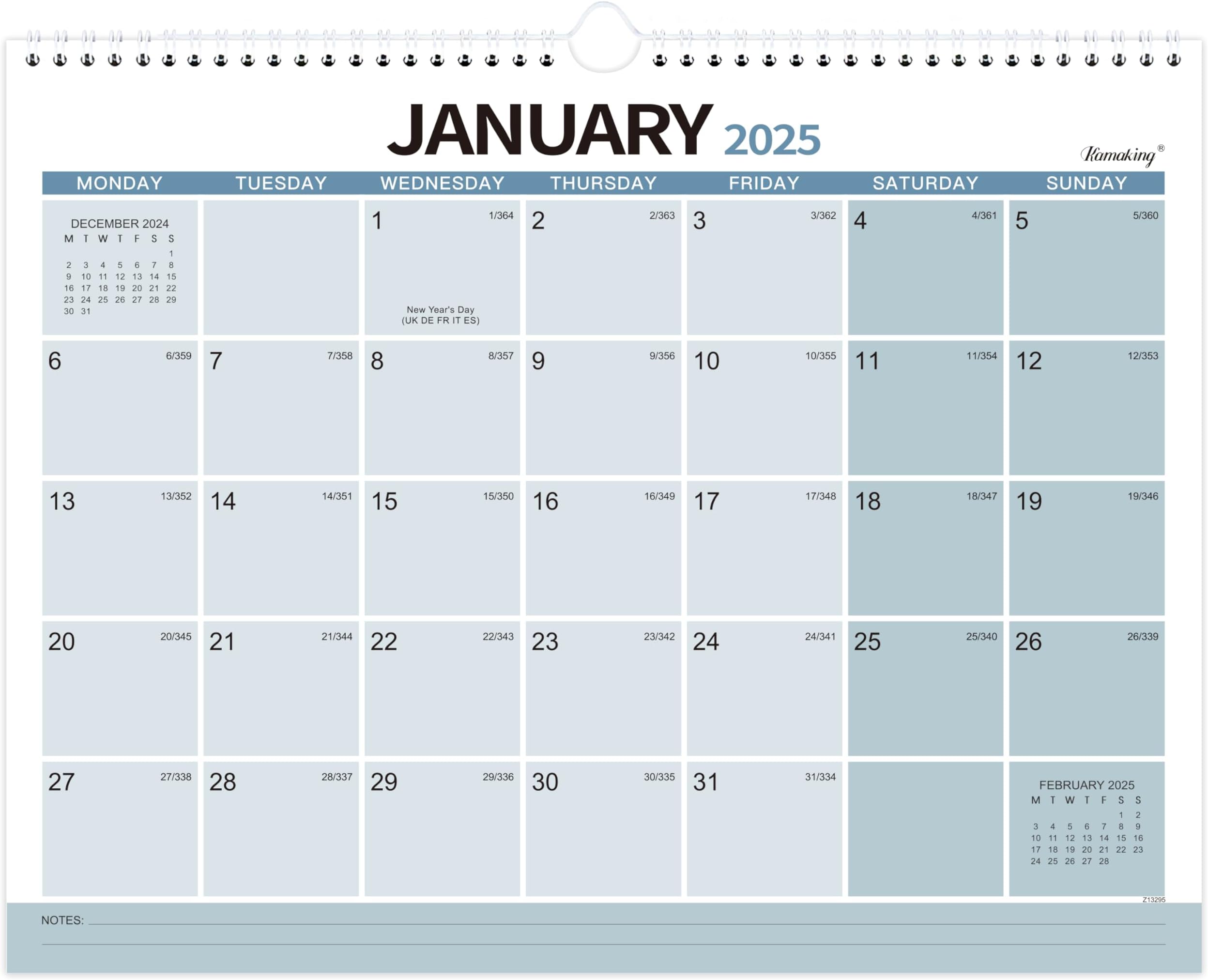 Karto Wall Calendar 2025-2026 - Vertical 8.5x11 Inch July 2025 To December 2026 - Boost Your Productivity And Easy Planning With The Aesthetic Monthly