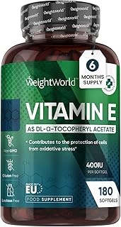 Vitamin E Capsules Softgels 400IU (Advised Intake) - 180 Vit E Softgels (6 Month Supply) - High Strength Vitamin E Oil Capsule - Hair Nail Skin Supplement - Natural Alpha Tocopheryl (Not Vit E Tablet)