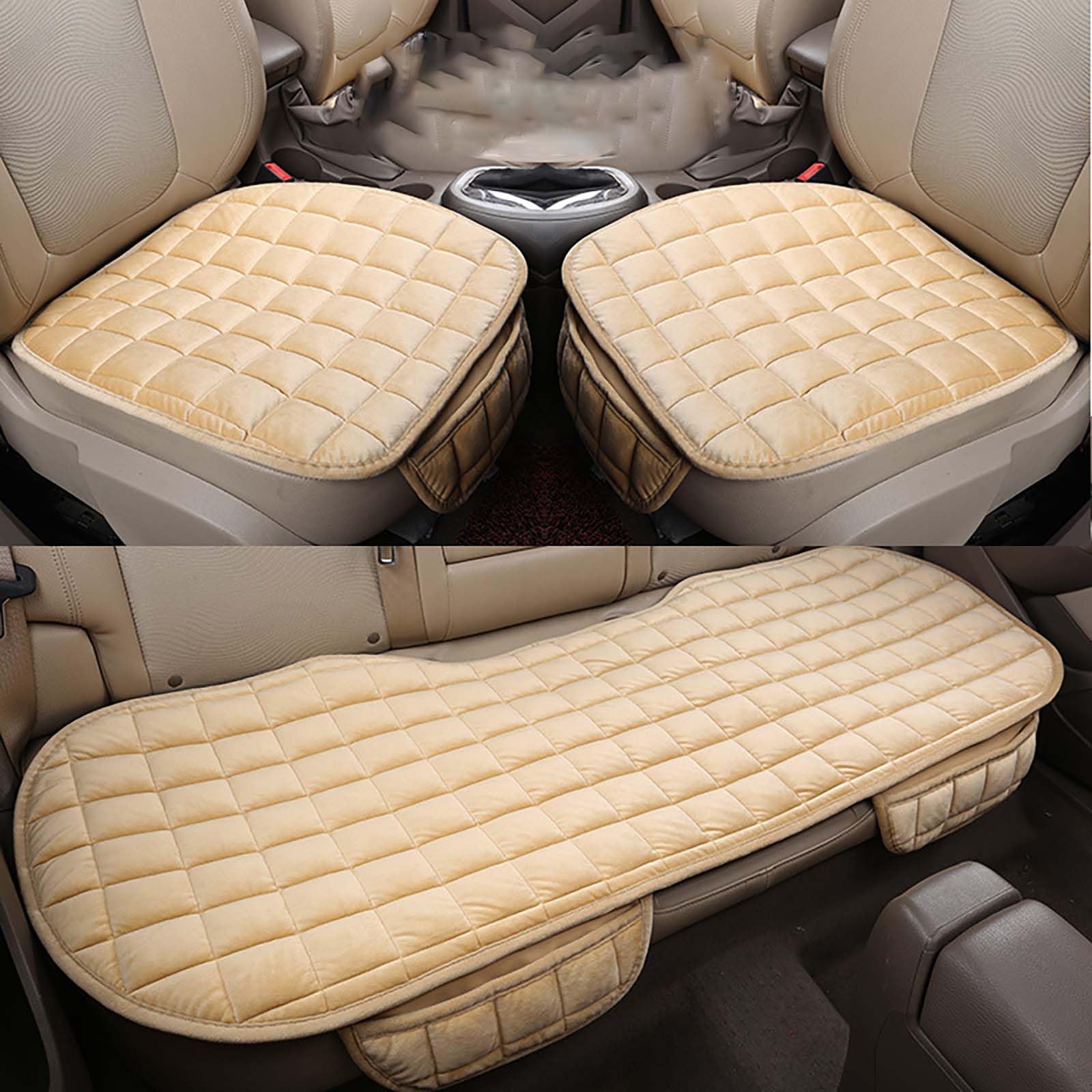 Cojín Asiento Coche para MG 3/4 / 5/6 / EV/HS/ZS, Transpirable y Antideslizante Cojin Asiento Coche Espuma De Memoria, aliviar la presión,- Beige-One Set