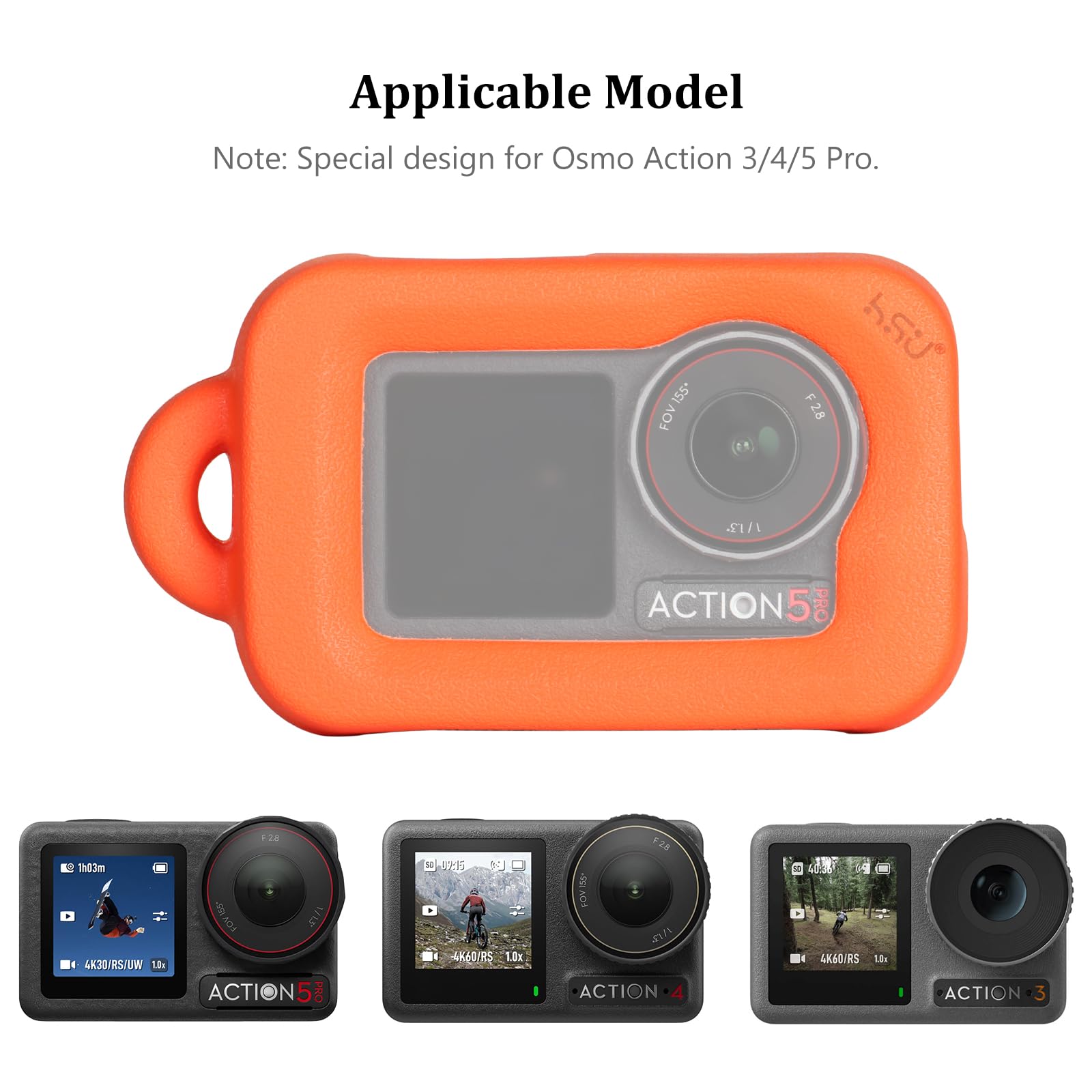 HSU Funda flotante para Osmo Action 5 Pro, accesorio de carcasa flotante para Osmo Action 4/3, deportes acuáticos, surf, natación, buceo, color naranja