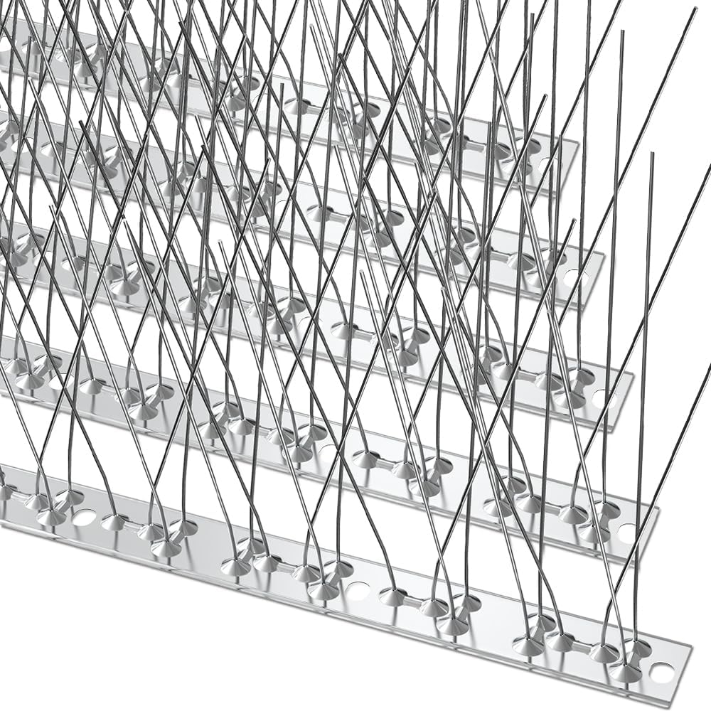 multiwins Bird Spikes with Stainless Steel Base, 10.7 Feet(3.25m) Durable Bird Spikes Deterrent, Bird Spikes for Outside to Keep Birds/Pigeon/Squirrel/Racoon/Cat Away