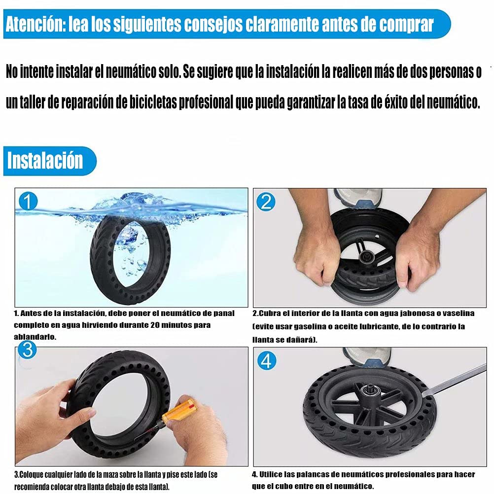 Roue Pleine Trottinette Electrique 8 Pouce, Pneu Plein Trottinette 8 Pouces, Pneu Conception en Nid Dabeille de Remplacement pour Trottinette Electrique, x2