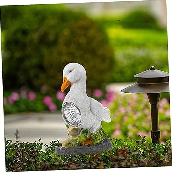 DAJASD Statua Solare Da Giardino, Luci Solari Da Giardino, Ornamenti Da Giardino In Resina Con Luce Solare,Luci Solari A Forma Di Anatra Per Prato - Foto 4