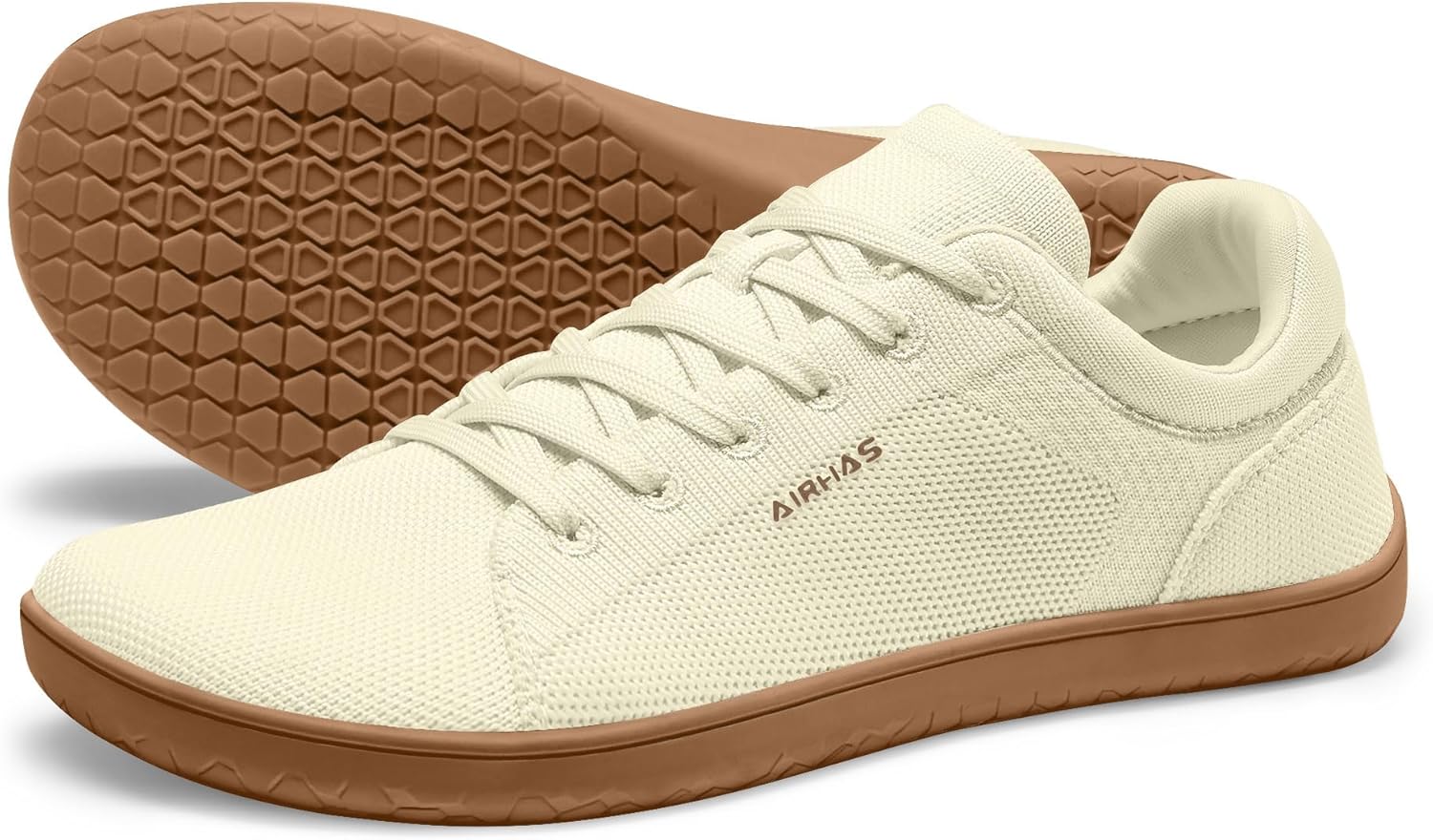 Womens Minimalist Barefoot Shoes Zero Drop Wide Toe Box Shoes Lightweight Casual Fashion Sneakers for Women(Ivory,7.5