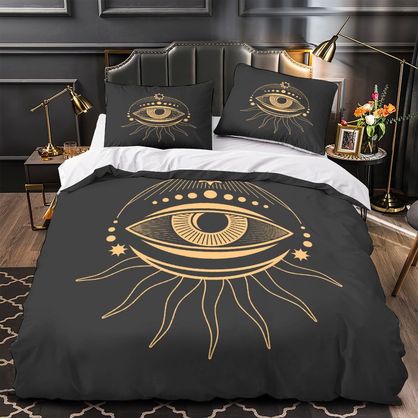 MXRMXR Eye Bedding Set Comforter Cover Duvet Cover 3D Bedspread 3 Piece Quilt Cover with Zipper Closure Soft Microfiber for Kids Children Super King（260x220cm）