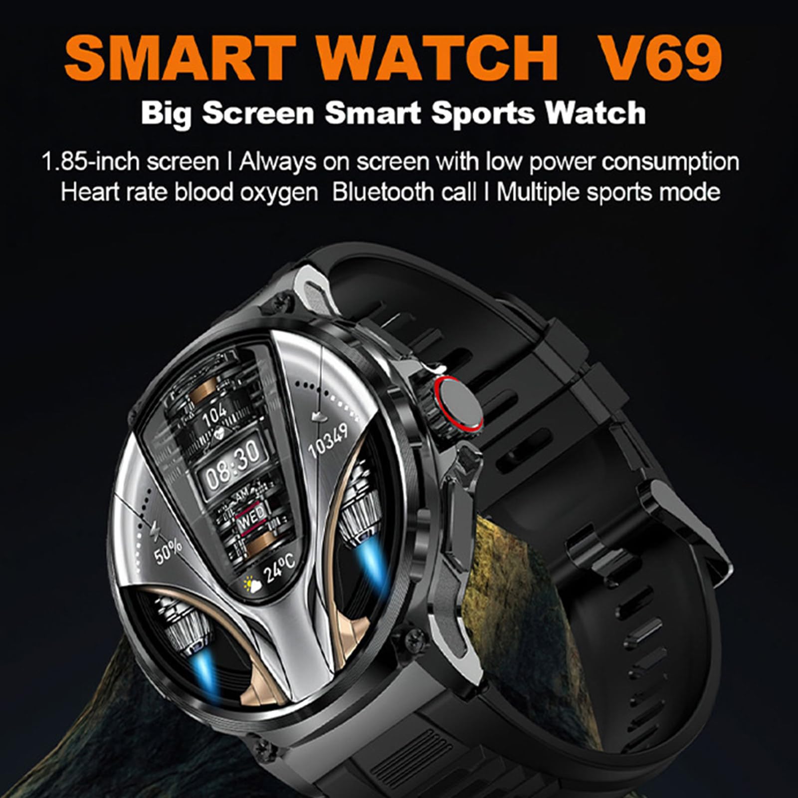 Inteligentny 1,85-calowy zegarek Smartwatch HD Touch dla mężczyzn i kobiet, wodoodporny monitor aktywności IP68 ze 100 trybami sportowymi,Silver