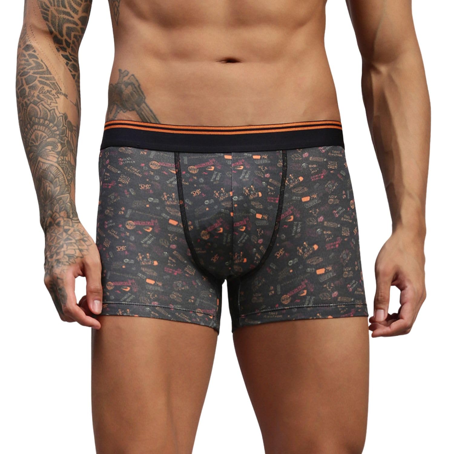 hayu Graphic Black Men Modal Printed Trunks-picture-48