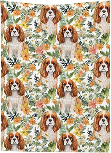 Cavalier King Charles Spaniel - Manta de forro polar con estampado digital, súper suave y cálida, 50 x 70 pulgadas para sofá, acogedora, mullida