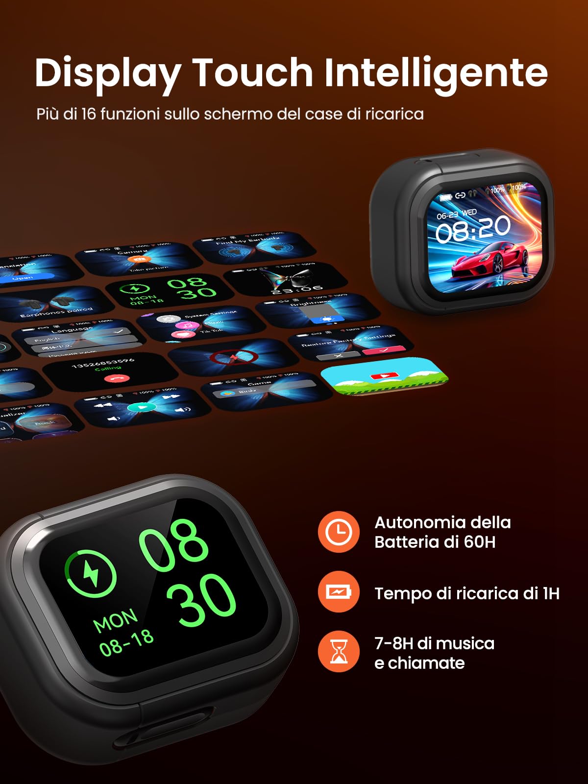 NE20 Cuffie Traduzione Simultanea con AI, 135 Lingue Auricolari Traduttore Simultaneo con 6 Modalità, Bluetooth 6.0, Schermo Touch, 60 Ore Autonomia, per Viaggi, Riunioni e Studio