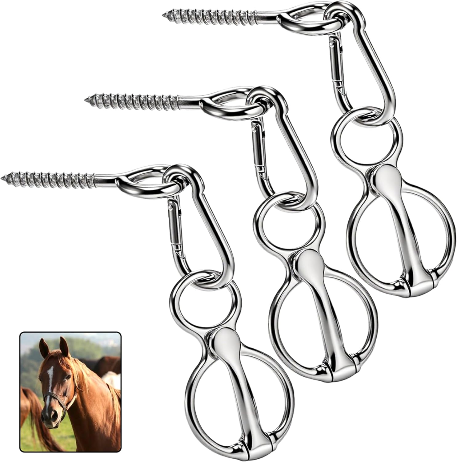 3 Pack Horse Tie Ring, Tie Ring for Horses, 304 Stainless Steel Horse Training Accessories for Indoor and Outdoor Horse Trailers, Safe Durable Horse Tack and Supplies Training Equipment