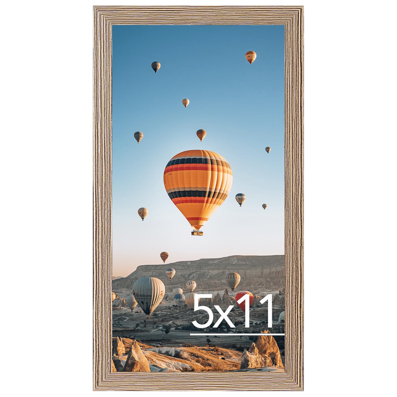 JCJMY 5x11 Picture Frame Rustic Brown for Wall Hanging or Tabletop, Wall Mounting Horizontally or Vertically, 5 x 11 Wall Gallery Poster Photo Frame with Shatter Resistant Plexiglass, Rustic Brown
