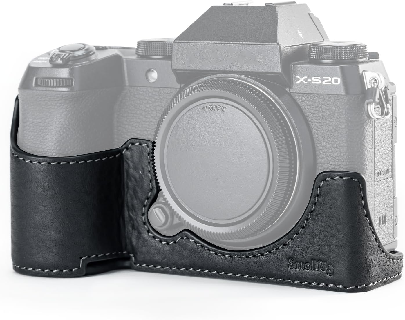 SMALLRIG Camera Case for FUJIFILM XS20, Retro Style Leather Camera Case w/Aluminum Baseplate