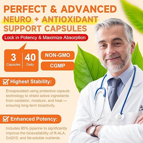 Miniatura 6 de Totaria R Ácido alfa lipoico 600 mg - Suplemento estabilizado ALA para cápsulas de apoyo a la neuropatía, salud nerviosa, sistema nervioso y