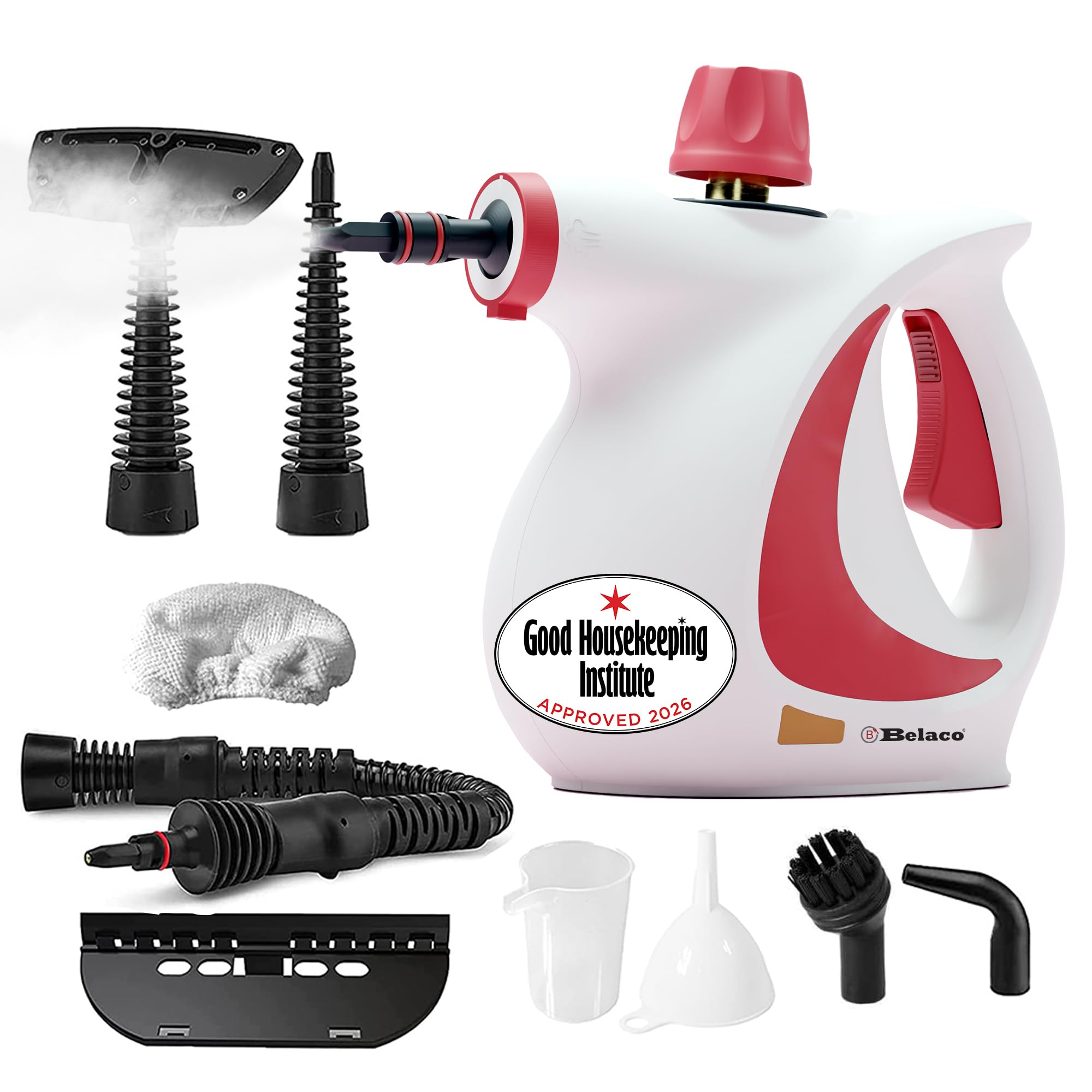 B&Q -  Multipurpose Steam CleanerHandheld With Steamer & Accessories Red Portable