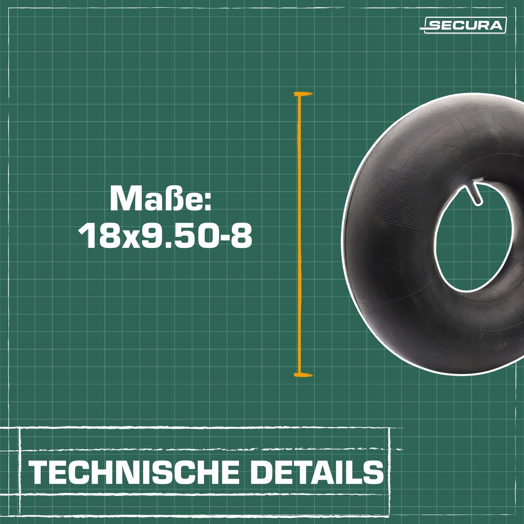 SECURA 2x Pneus + 2 Chambres à air 18x9.50-8 valve droite pour tondeuse autoportée