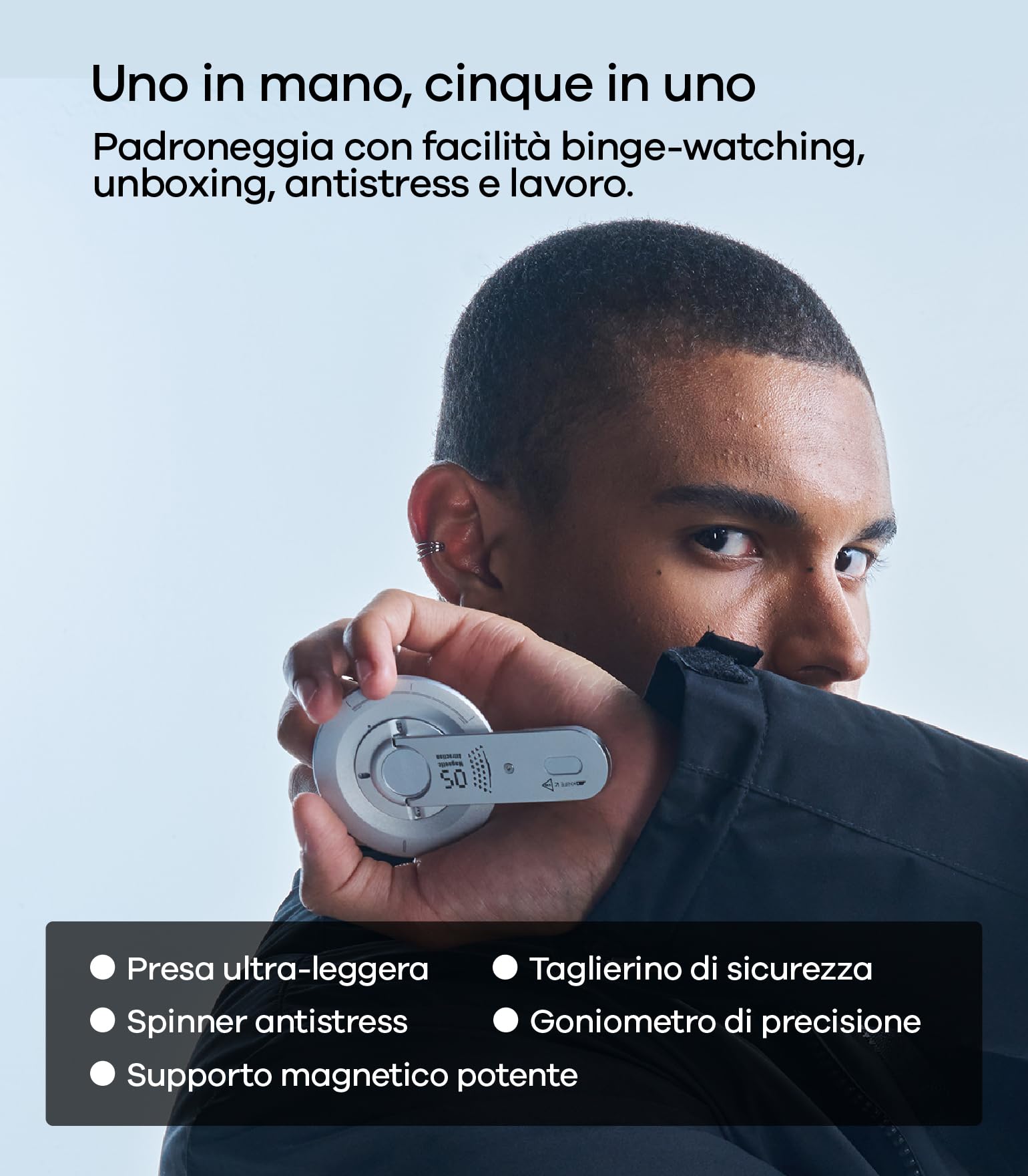 Aulumu G05 Air Supporto Anello Cellulare per MagSafe con Apri-Scatole, 360° Rotazione Supporto Magnetico, Lega di Alluminio Ultra Leggera & Sottile Accessori MagSafe per iPhone 17 16 15 Pro Max, Nero