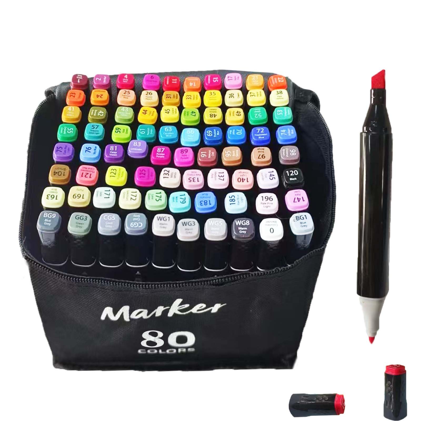 Topspitgo Permanent Marker Graffiti Pen Set Adult Design Sketch Double Headed Marker Pen Student Drawing Painting Art Pen (80 Colours)
