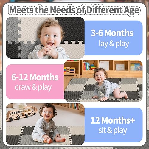 Miniatura 7 de Tapete de juego de espuma para bebé, tapete entrelazado de 0.4 pulgadas de grosor con colores sólidos, tapete de juego suave y no tóxico, tapete