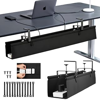 Oxford Cloth Under Desk Cable Management Tray,No-Drill 36" Desk Cable Management Organizer with Clip/Screw Installation,Holds Up to 70 lbs,Fabric Cable Management for Home,Office & Gaming Computer - Amazon product rated Grade B