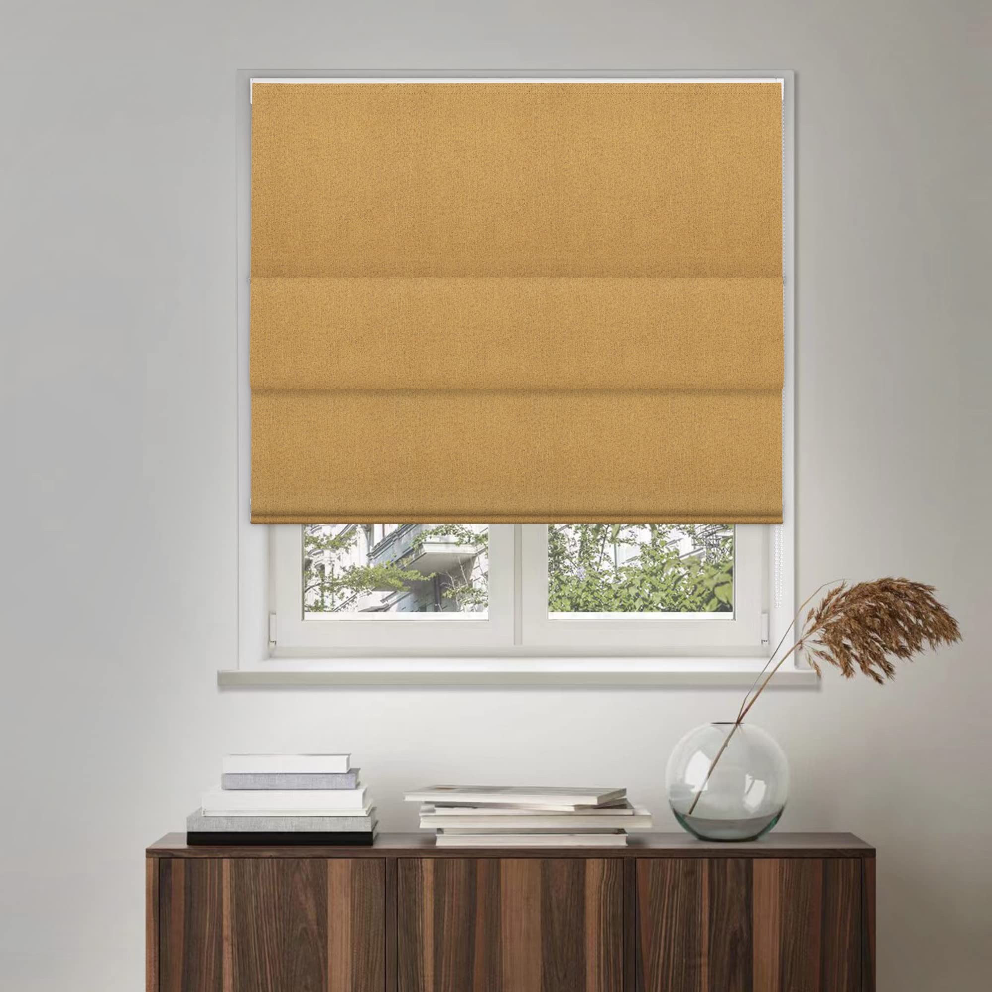 100% Blackout Roman Shades, Room Darkening Blinds for Windows,Easy to Install Thermal Insulated Window Blind for Bedroom, Living Room, Office, Cafe.Apricot Yellow,41" W x 84" H Sy-blackout-a