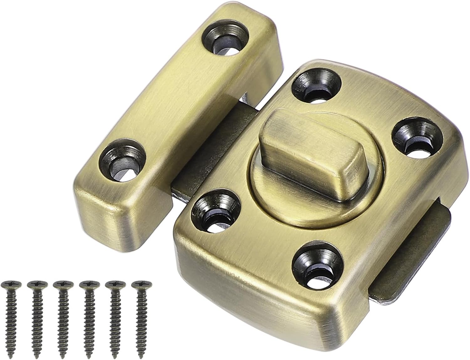 PATIKIL Rotate Bolt Latch, Zinc Alloy Gate Latch Safety Door Lock Security Door Slide Latch Pet Door Lock with Screws for Cabinet Closet Furniture White