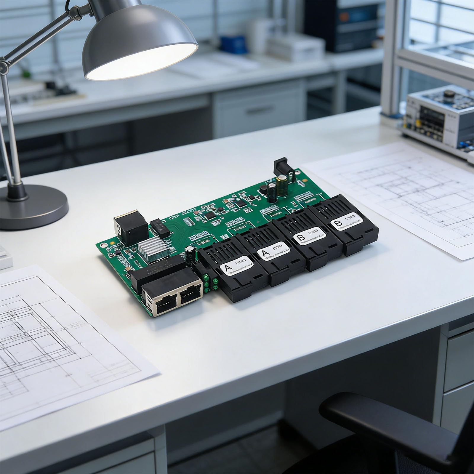 Convertisseur de média à fibre compacte 4 opt 3 ports RJ45 connecteur monomode pour réseau 20 km d'extension Ethernet à distance
