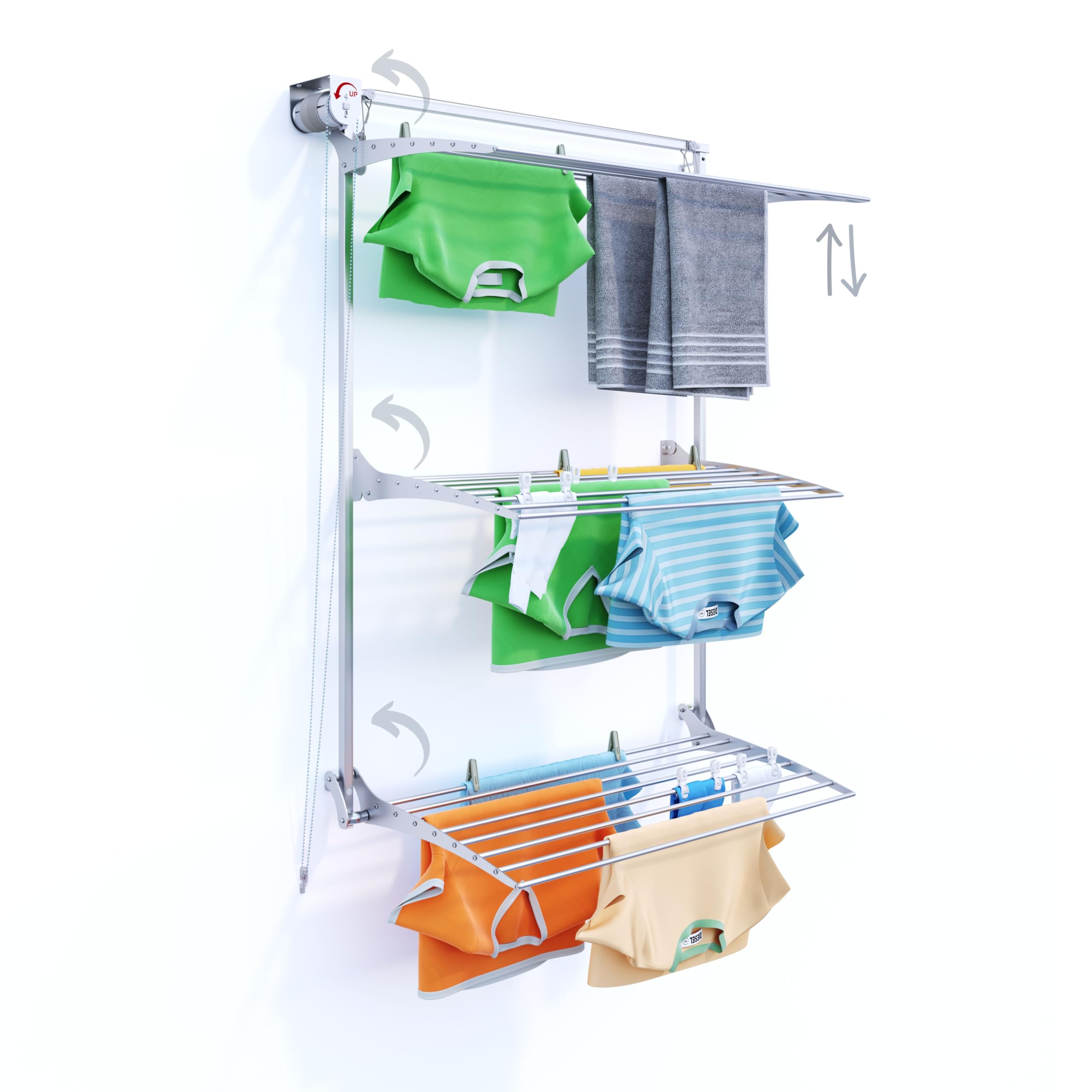 Foxydry Tower 108 Cm GreySpace-Saving Vertical Laundry Drying Rack With Adjustable Multi-Level Shelves