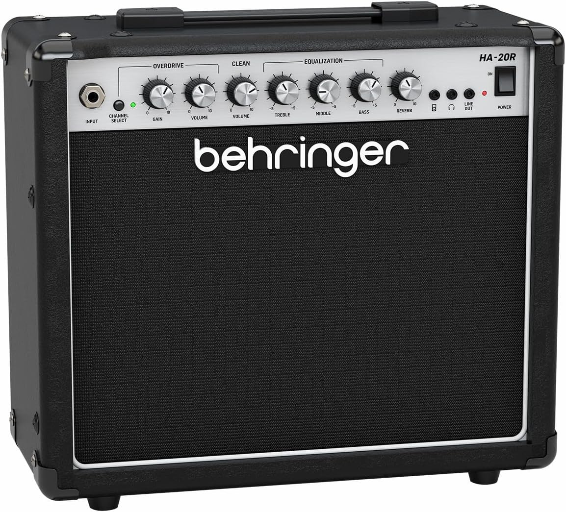 Behringer HA-20R 20 Watt Guitar Amplifier with 2 Independent Channels, VTC Tube Modeling, Reverb and Original Bugera 8" Speaker