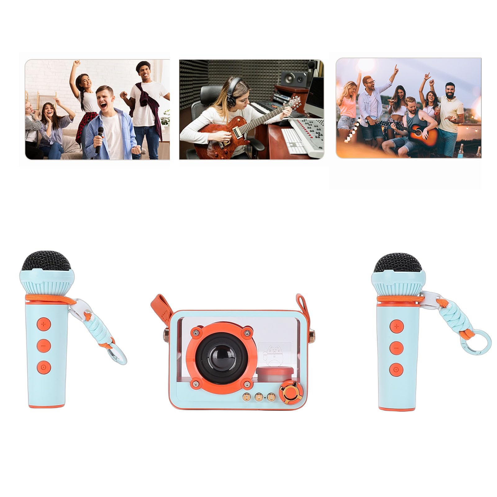 CHICIRIS Altoparlante Karaoke Wireless Compatto con 2 Microfoni per Bambini e Adulti, Ideale per Feste di Compleanno e attività in Classe (ORANGE)