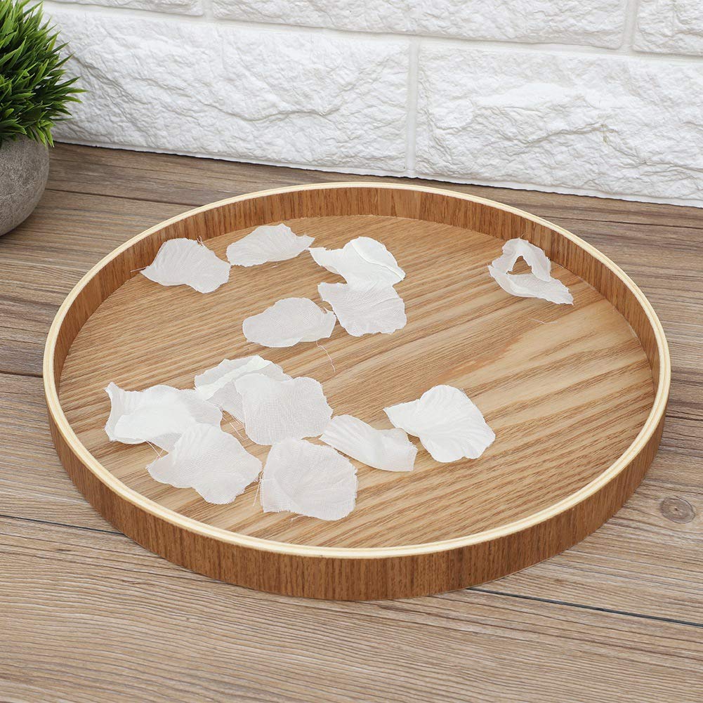 Vassoio in legno, per alimenti, rotondo, in legno, per servizio da tè, frutta dolce