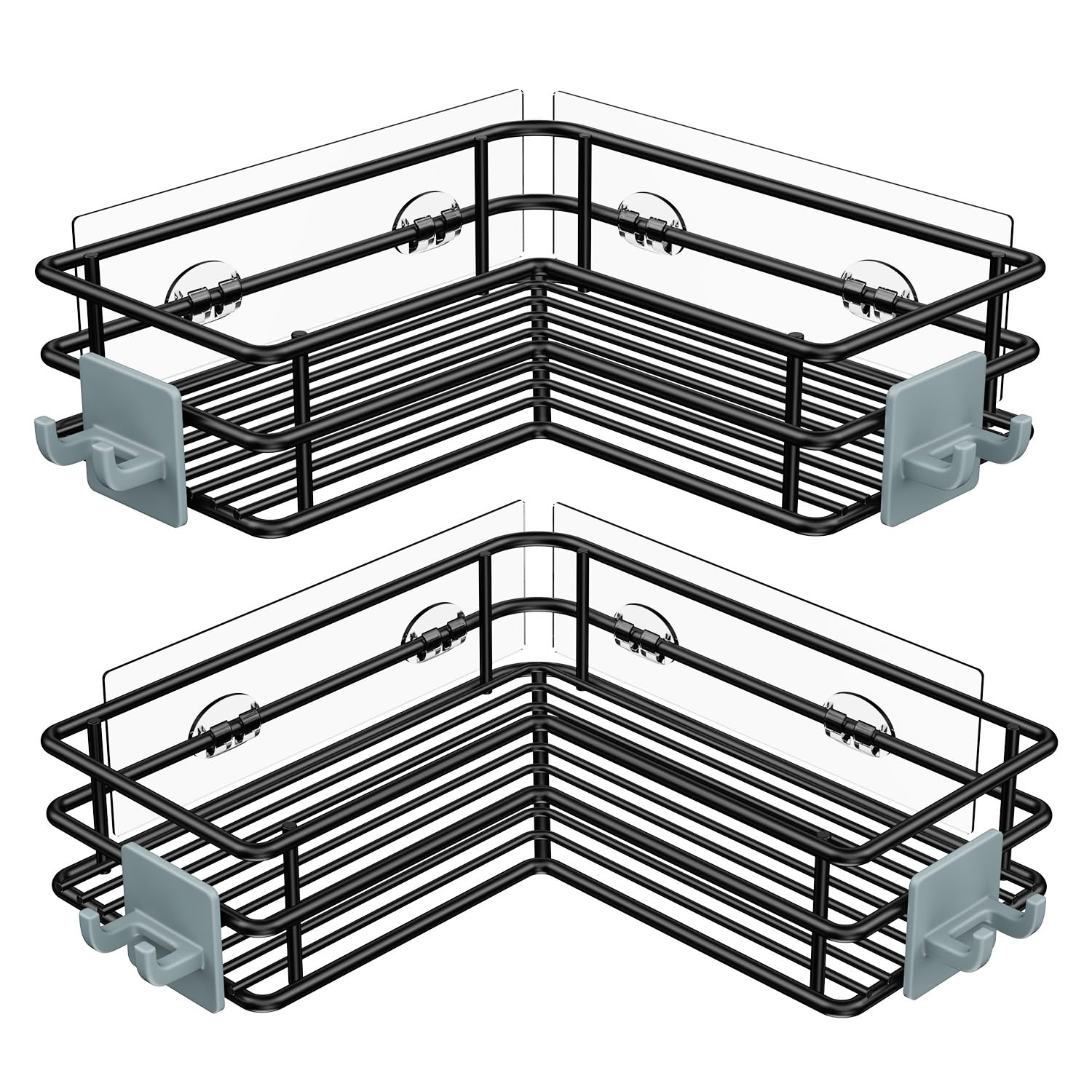 Photo 1 of *** 1 PCS ONLY***
Nieifi Adhesive Corner Shower Caddy Shelf Basket Rack with Hooks, Rust Proof Stainless Steel Bathroom Shelf Shampoo Holder No Drilling (Black)