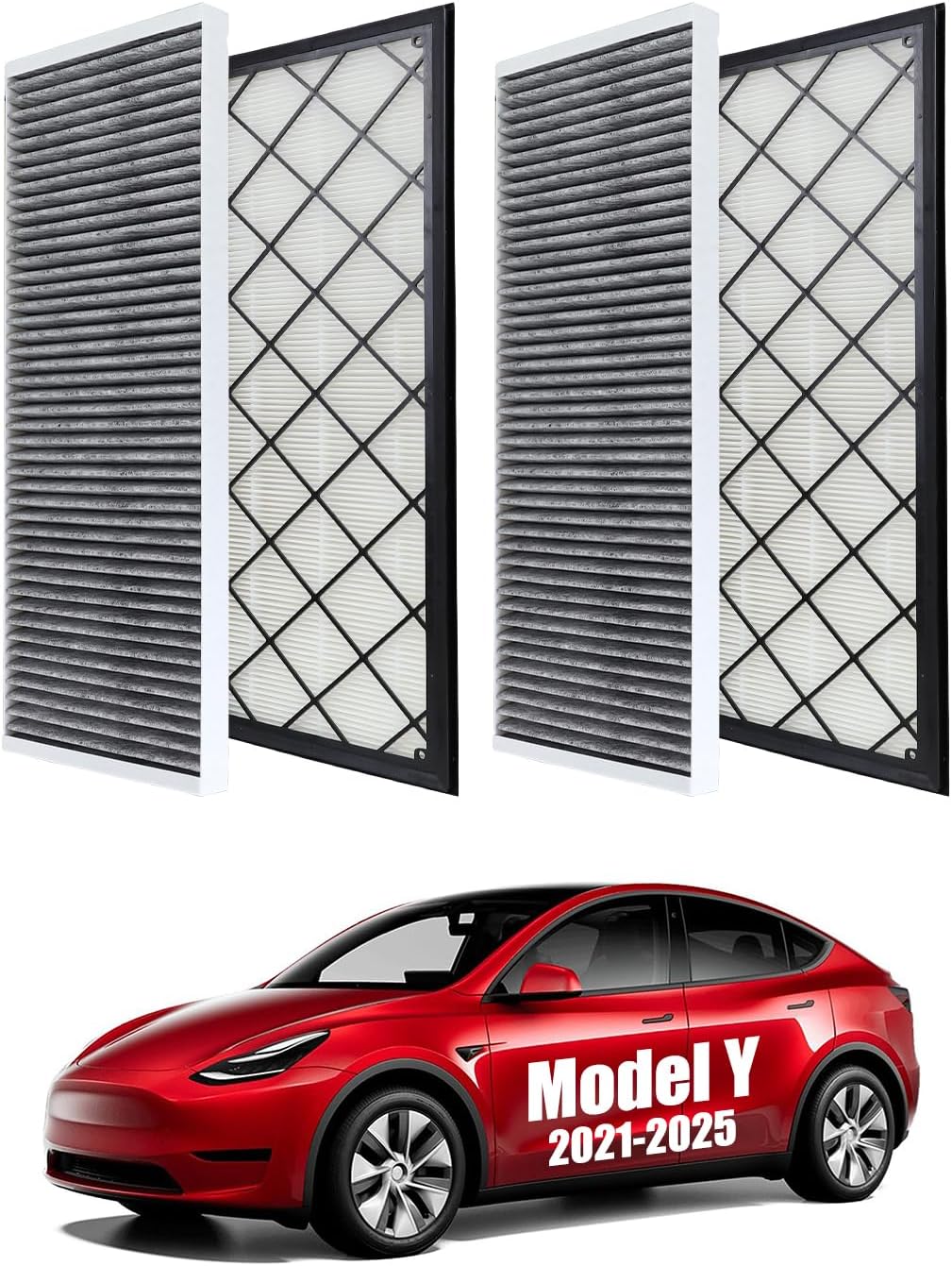 Model Y External Hepa Air Filter with Activated Carbon, External Air Recirculation,Replacement Air Filter Comptatible with Tesla Mode y (Model y-out-airfilter-OE)