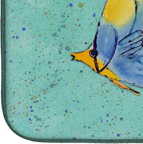 Miniatura 4 de Caroline's Treasures 8576DDM - Tapete de secado de platos de peces tropicales en verde azulado, tapete absorbente para secado de platos para