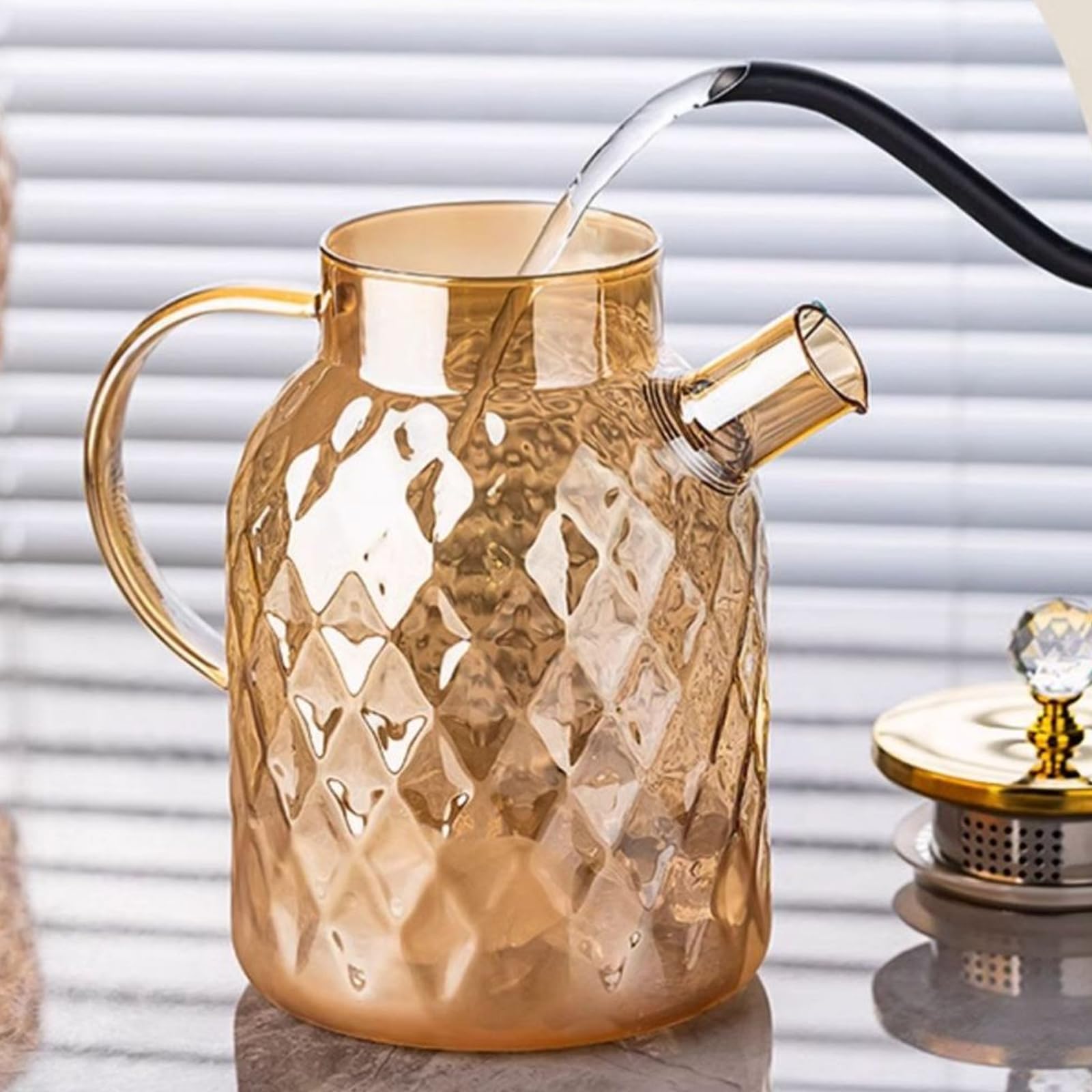 Wasserkrug – Glaskrug mit großem Fassungsvermögen, hitzebeständig für Tee, Saft, Eisgetränke und den Heimgebrauch, 1000 ml