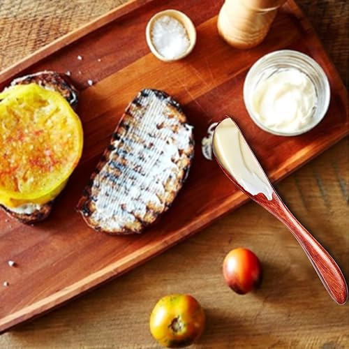 Miniatura 6 de Juego de 10 cuchillos de mantequilla para esparcir mantequilla de madera, para queso de mermelada de maní (BK-01 (20 piezas)