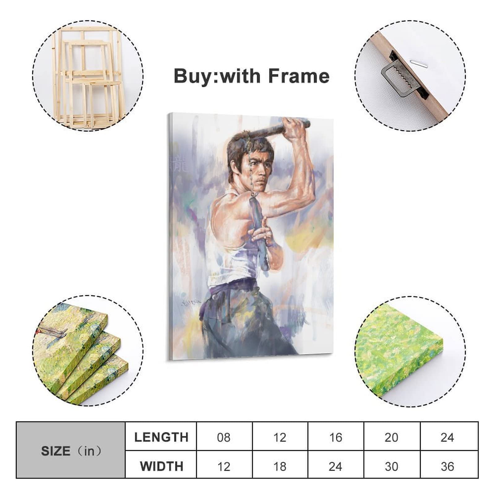 Poster Sur Toile Bruce Lee Nunchaku 40x60 Cm - Décoration Murale Chambre, Salon, Bureau