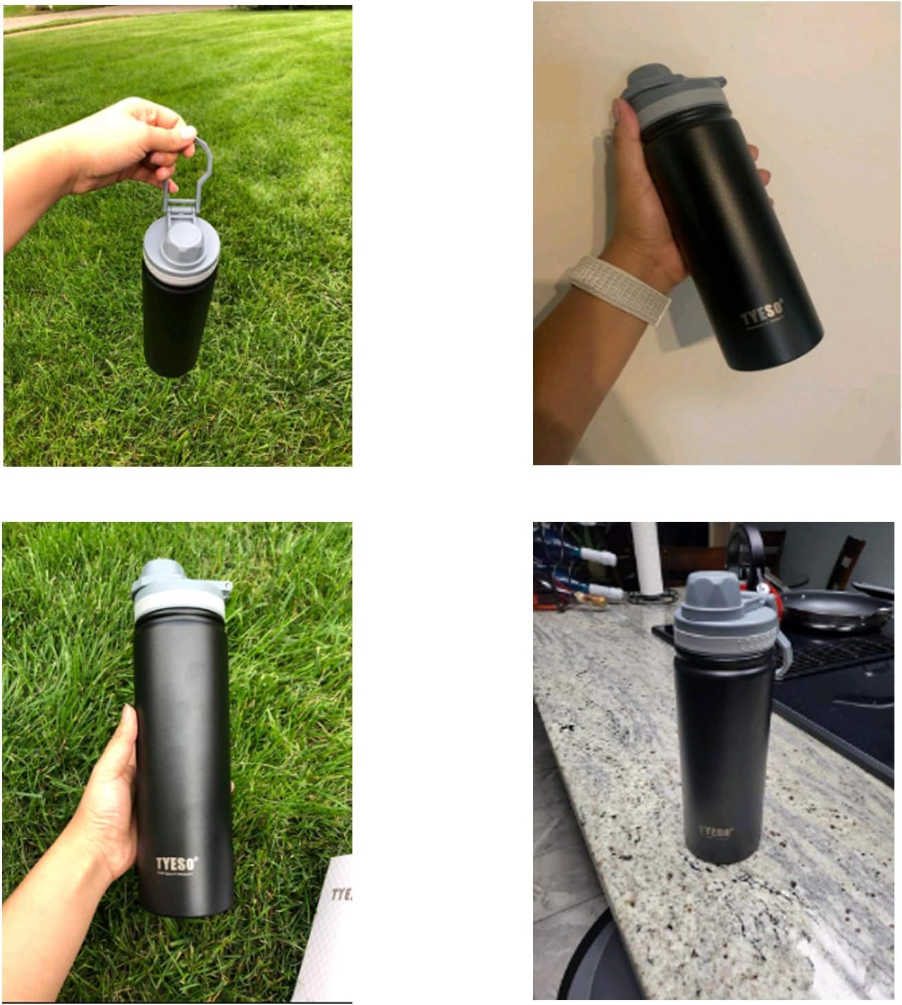 Insulated Water Bottle,Stainless Steel Vacuum Insulated Water Bottle, Double-Wall Sport Bottle with Leak Proof Spout and Handle Lid,Black,25oz