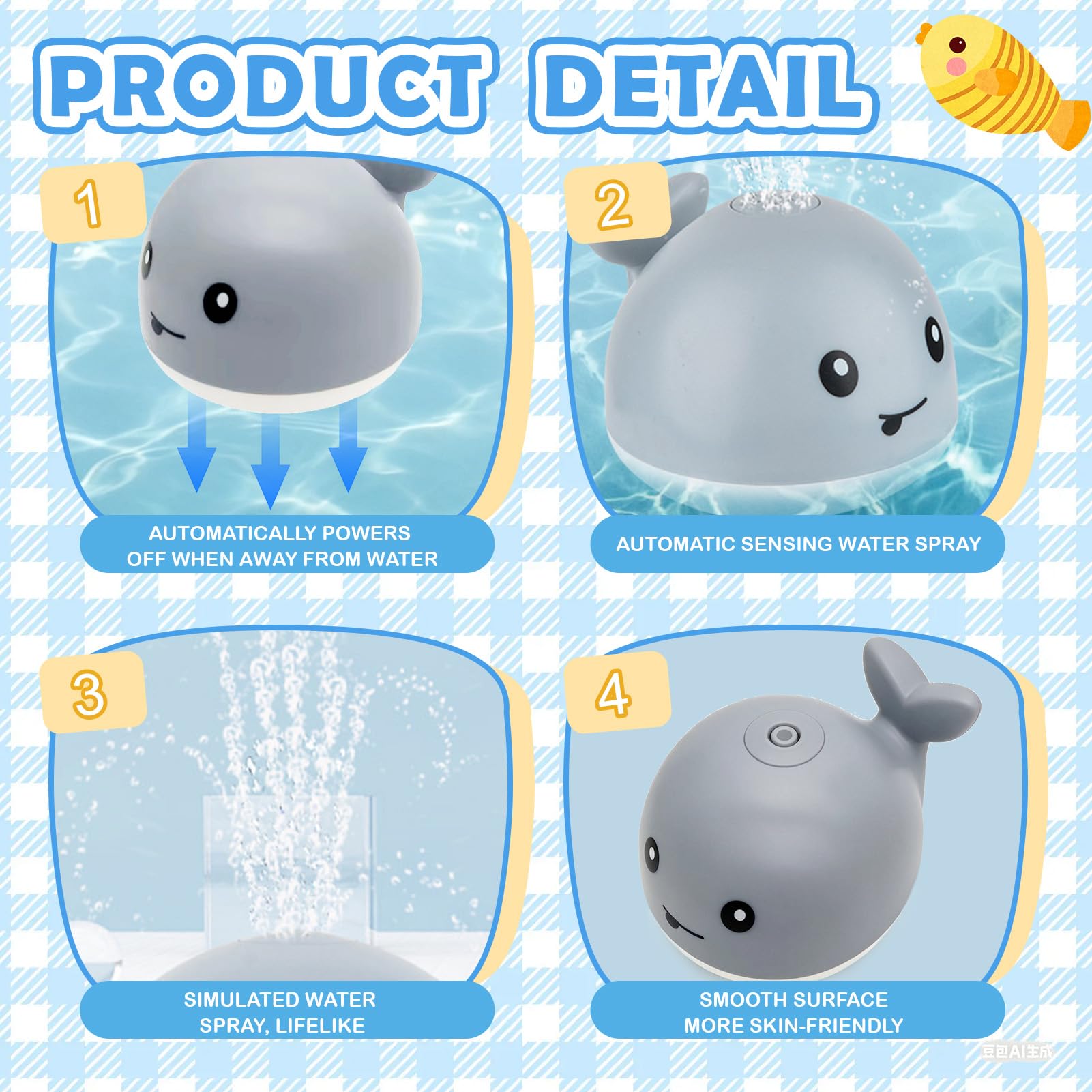 Juguete Baño para Bebés, Ballena LED Juguetes Baño Bebe, Juguetes de baño Iluminados, Juguetes Bañera Bebe, Juguetes de Ducha, para Bañera, Ducha o Fiesta en la Piscina — view 4