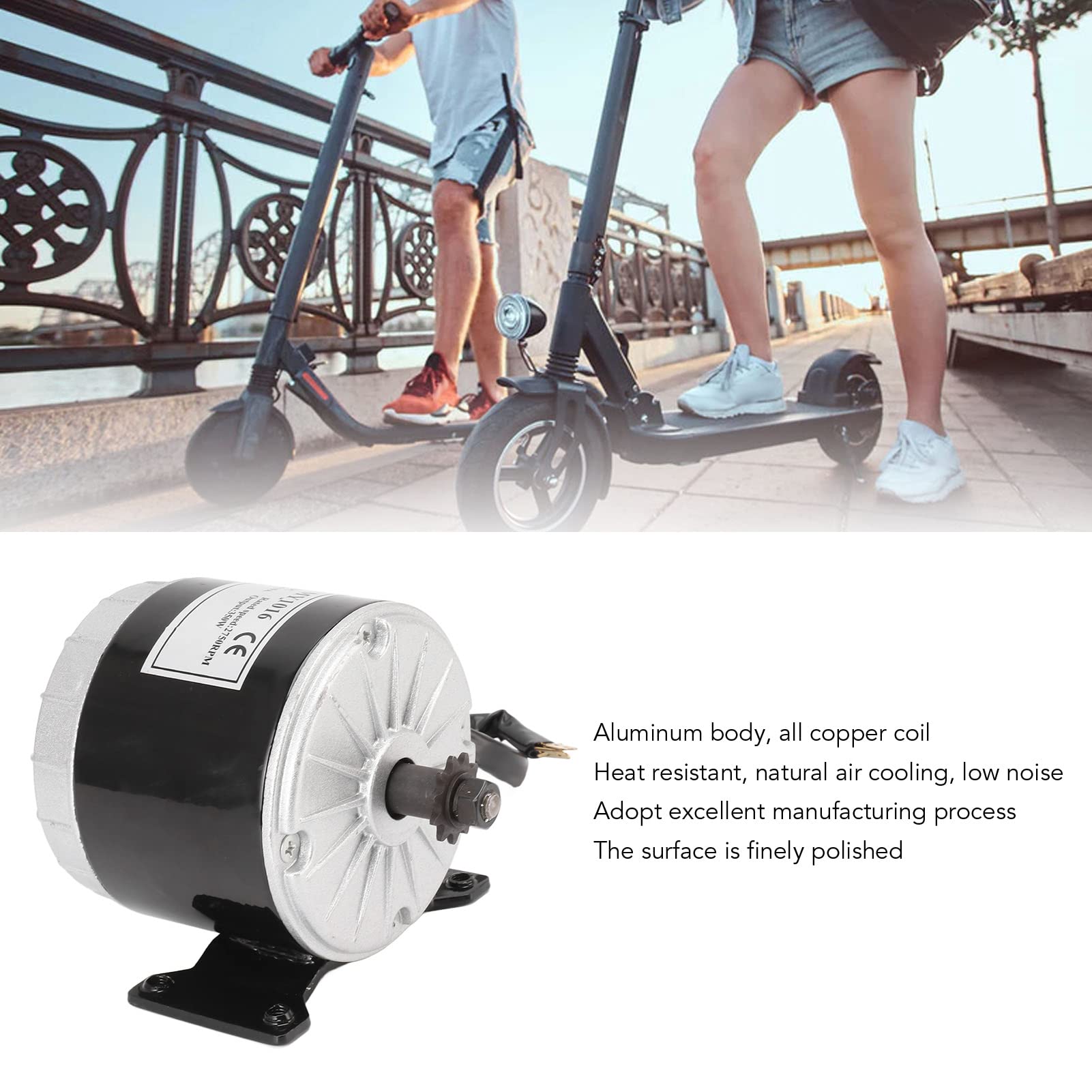 Motor Eléctrico de Reducción de Engranajes 24V 350W 2750 RPM para Bicicleta Eléctrica