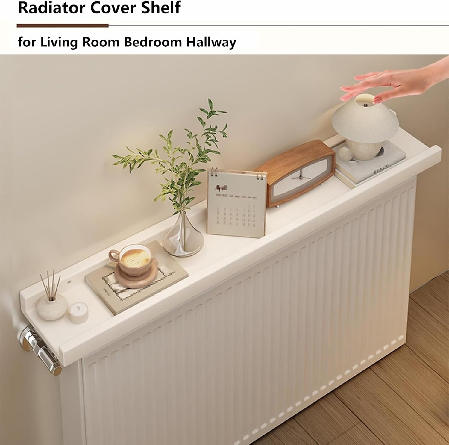 Wooden Radiator Shelf Maximize Space, 47in Wall Mounted Floating Radiator Cover Heat Resistant Dust Proof Anti Warping Over Radiator Shelf, for Office Living Bedroom Hallway (35x6in/90x15cm)