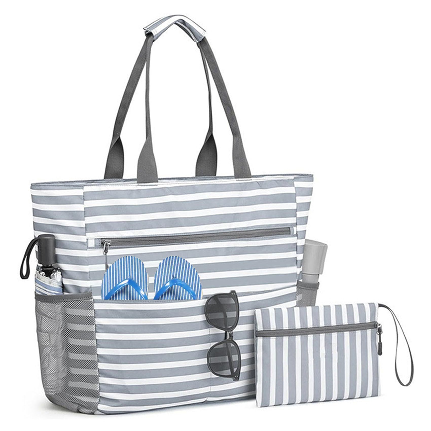 Wodsfay Waterproof Foldable Tote Bag for Travel – Large Carry-On with Zipper Pocket for Beach, Gym, Airplane & Weekend Trips