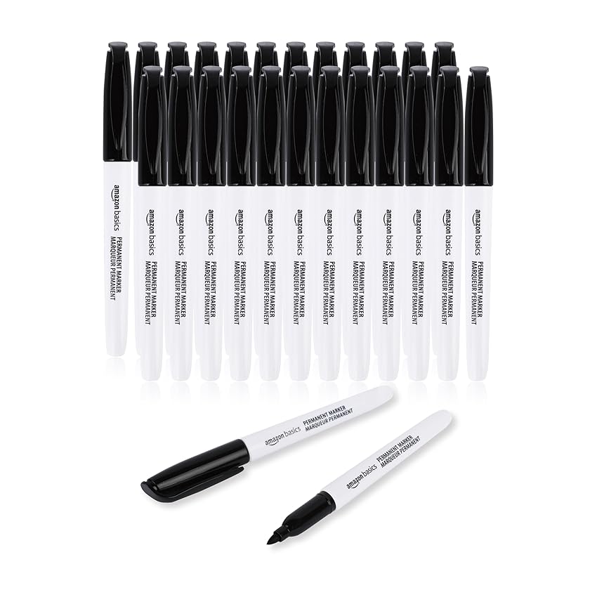 Immagine del prodotto Amazon Basics - Pennarelli indelebili, confezione da 24 pezzi, Nero