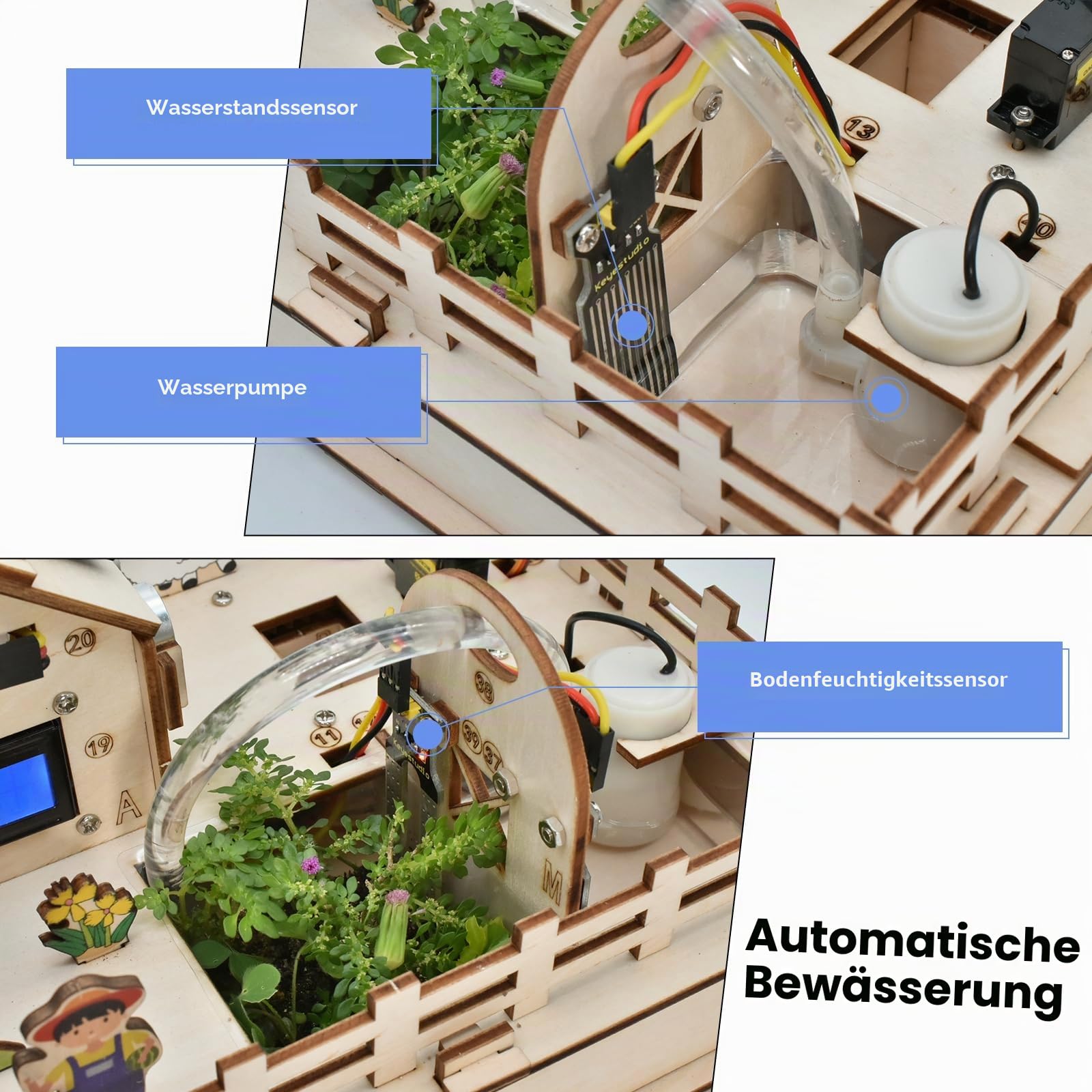 KEYESTUDIO IoT Control Smart Farm Starter-Set für Arduino ESP32, Elektronik-Programmier-Set, kompatibel mit Arduino Scratch Online-Tutorials, DIY-Sensor-Kit, STEM-Pädagogisches Set für Erwachsene