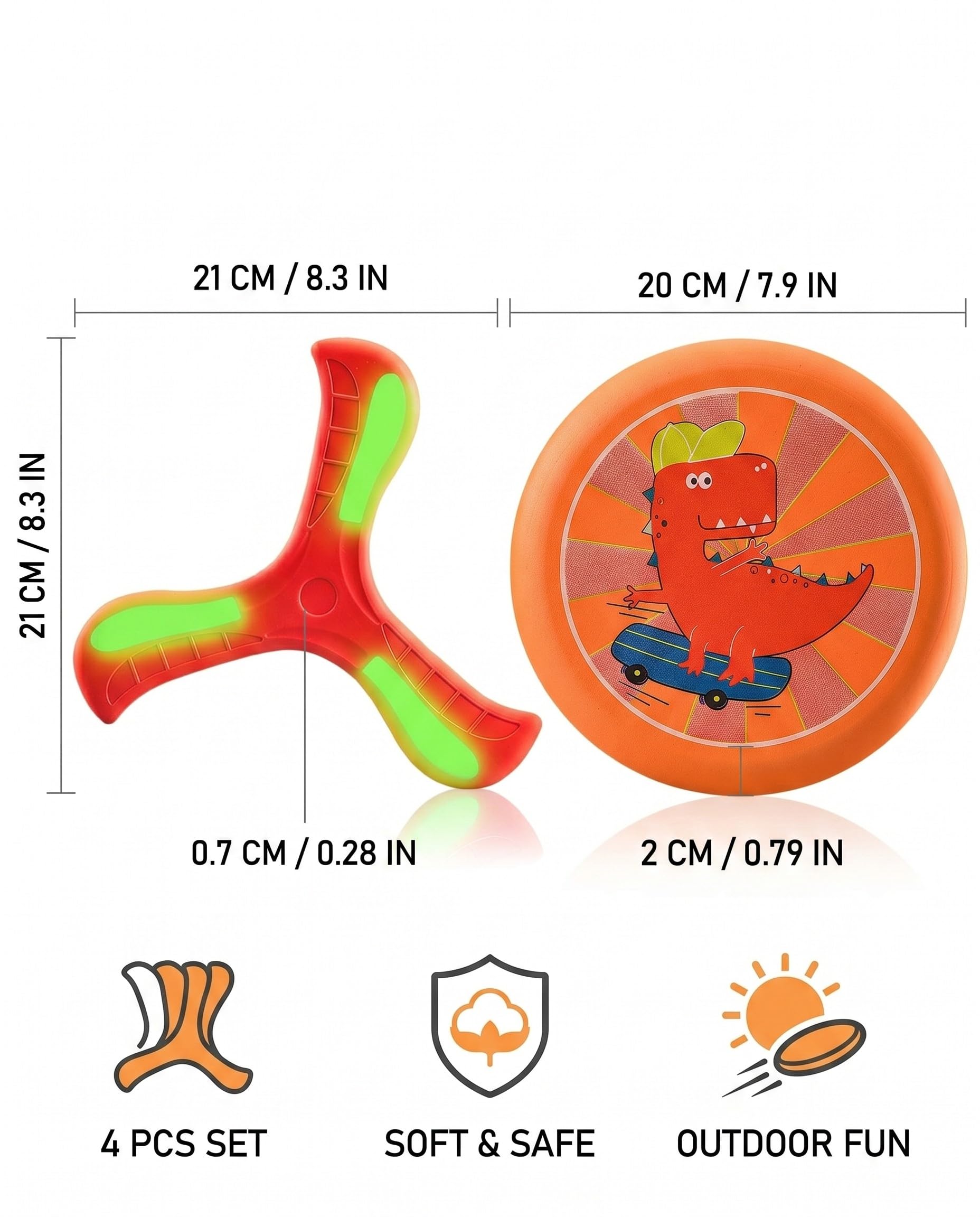4PCS Boomerang colorati per bambini, facili da lanciare boomarang frisbee giocattoli volanti per giochi all'aperto e al chiuso, divertente gioco sportivo per bambini e divertimento in famiglia