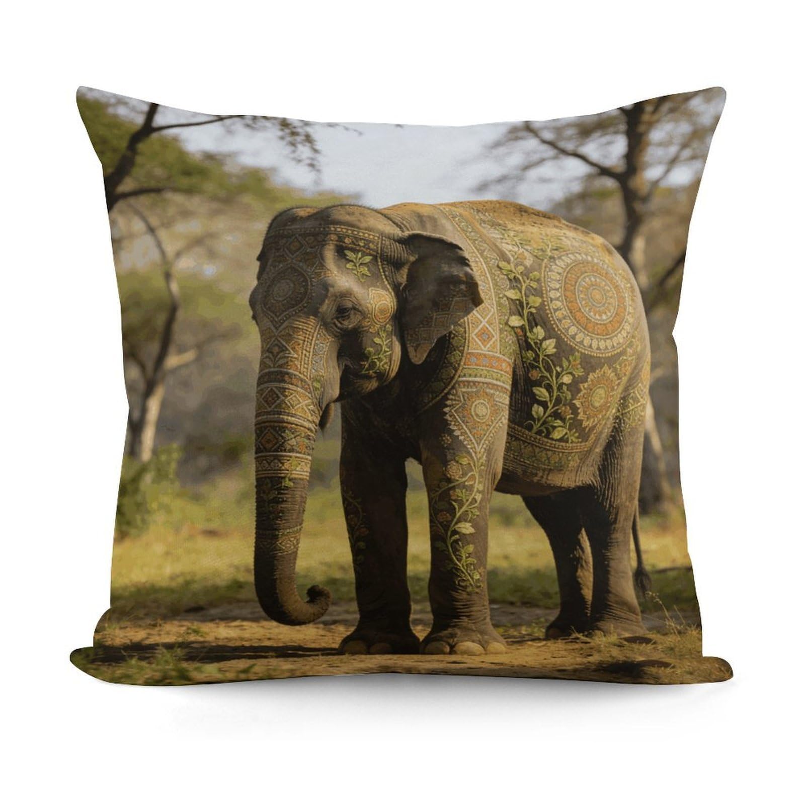 LZQPOEAS Decorative Patterned Elephant Throw Pillow Cover 18 X 18 in Cozy Couch Pillow Covers Farmhouse Throw Pillow Case Modern Square Pillowcase Home Decor Cushion Cover for Bedroom Living Room