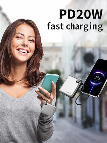 Miniatura 3 de Mini cargador portátil con cable integrado PD20W carga rápida pequeño banco de energía 10000 mAh, banco de energía para iPhoneSamsungGoogleLenovo