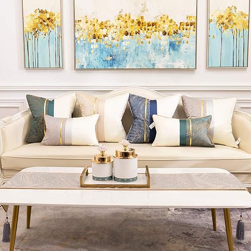 Miniatura 7 de Avigers Caminos de mesa decorativos de lujo de 12 x 72 pulgadas a rayas grises plateadas con borlas para el hogar, sala de estar, dormitorio,