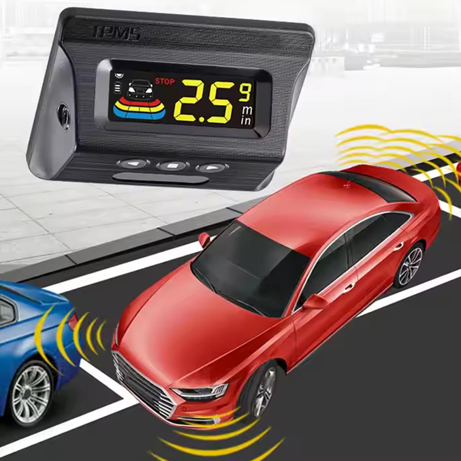 4 transducteurs radio parking voiture Lidar Structure avec écran LCD solaire USB Charge forte détection d'obstacles Observer Transducteur inverse de voiture Écran LCD