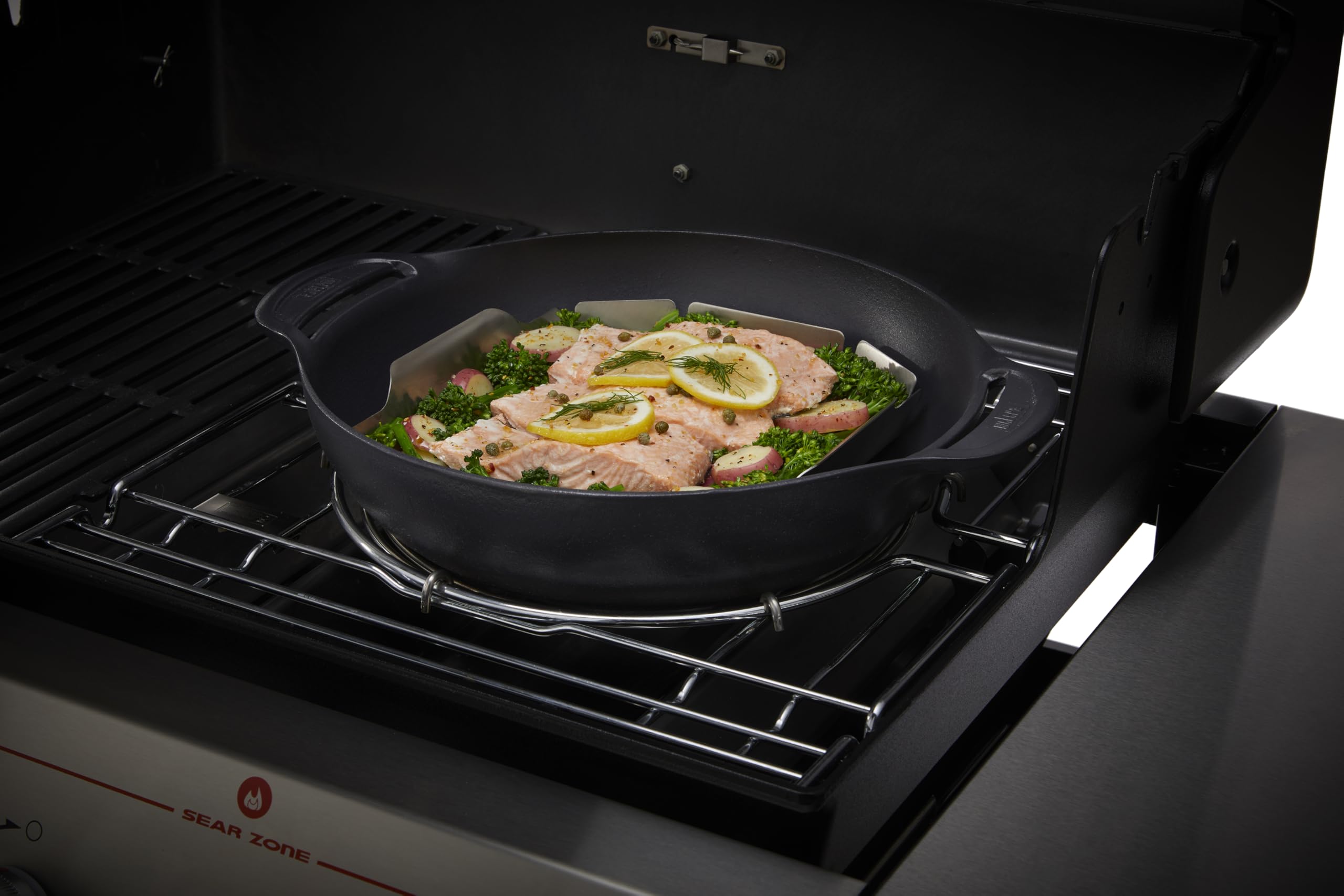 Weber Crafted Wok & Panier Vapeur/Set 2-en-1 en Acier Inoxydable pour saisir et Cuire à la Vapeur des légumes, de la Viande ou du Poisson – Argent (7607)