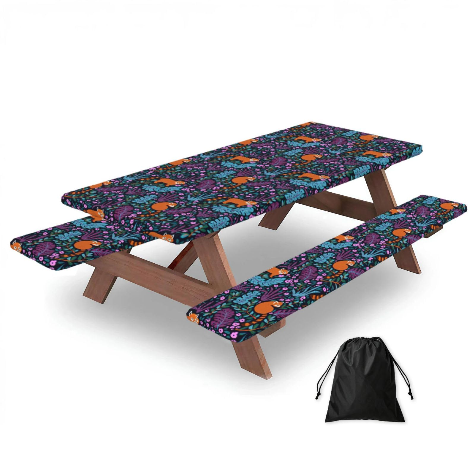 Yqxwjl Black Cat Print Print Camping Essentials Waterproof Camping Table And Bench Cover With Drawstring Bag 183 Cm